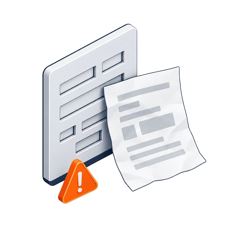 A document that does not fit a rigid template, with a warning